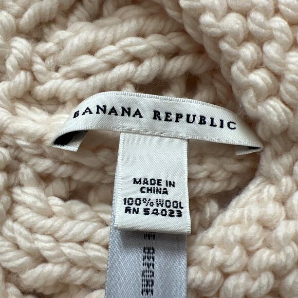 Banana Republic Beret Hat Womens One Size 100% Wool Cream Knit Classic Chic - Picture 2 of 6